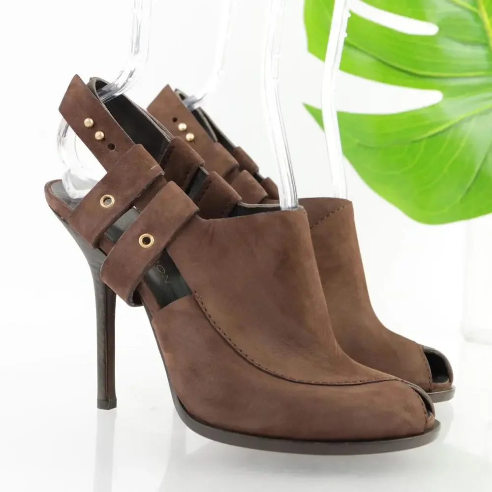 Giuseppe Zanotti Womens Thakoon Pumps Size 39.5 9.5 Brown Leather Slingback Heel